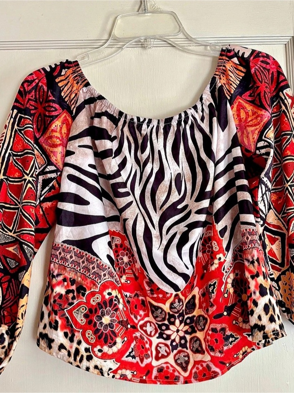 Printed Blouse in Red & Black